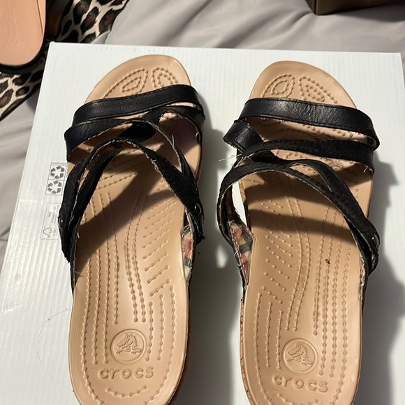 Croc black wedge sandals size 9 - Picture 1 of 5